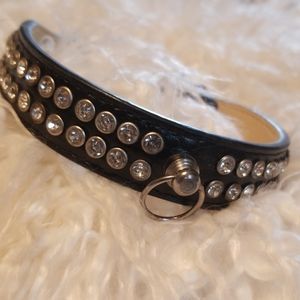 Leather and Rhinestone Dog Collar